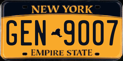 NY license plate GEN9007