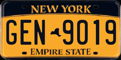 NY license plate GEN9019