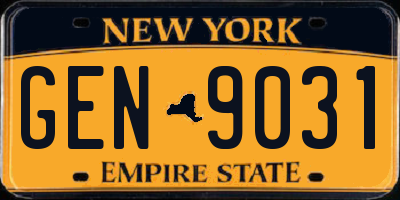 NY license plate GEN9031