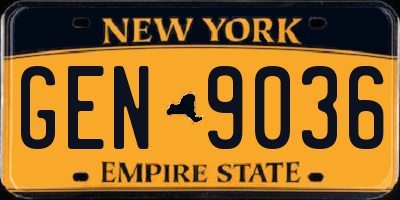 NY license plate GEN9036