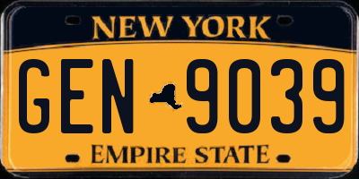 NY license plate GEN9039