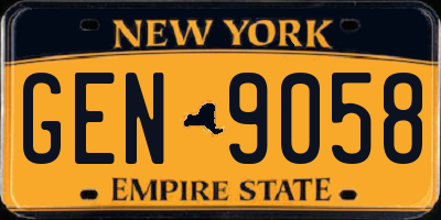 NY license plate GEN9058