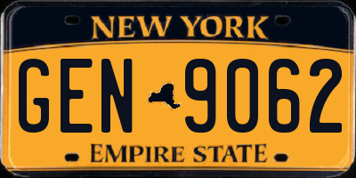 NY license plate GEN9062