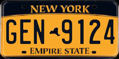NY license plate GEN9124