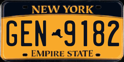 NY license plate GEN9182