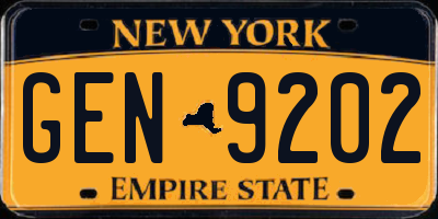 NY license plate GEN9202