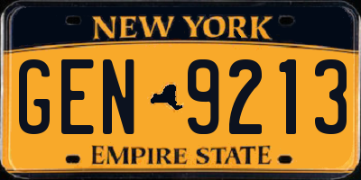 NY license plate GEN9213