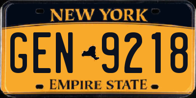 NY license plate GEN9218