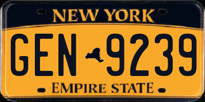 NY license plate GEN9239