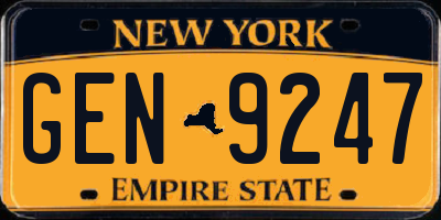 NY license plate GEN9247