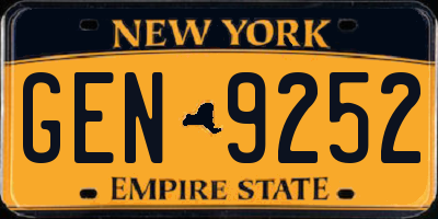 NY license plate GEN9252
