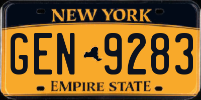 NY license plate GEN9283