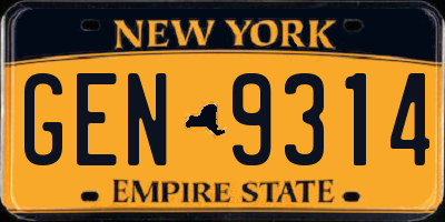 NY license plate GEN9314