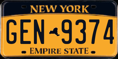 NY license plate GEN9374
