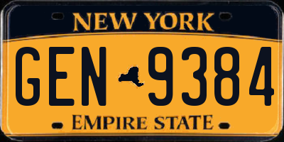 NY license plate GEN9384