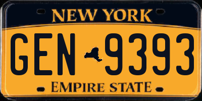 NY license plate GEN9393