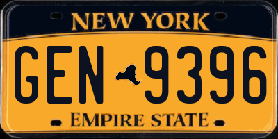 NY license plate GEN9396