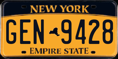 NY license plate GEN9428