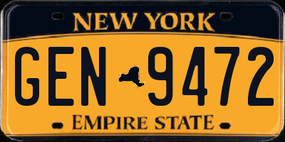 NY license plate GEN9472