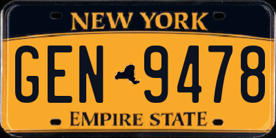NY license plate GEN9478