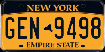 NY license plate GEN9498