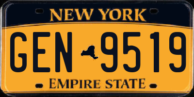 NY license plate GEN9519
