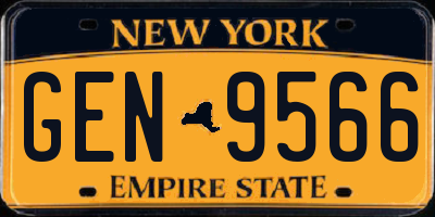 NY license plate GEN9566