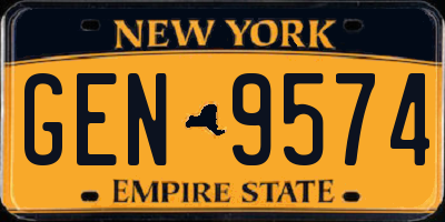 NY license plate GEN9574