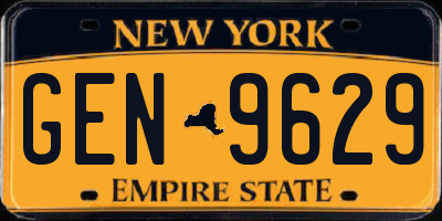 NY license plate GEN9629