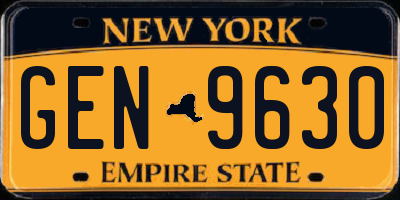 NY license plate GEN9630