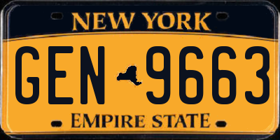 NY license plate GEN9663