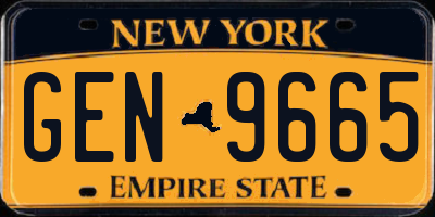 NY license plate GEN9665