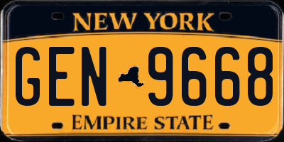 NY license plate GEN9668