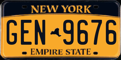NY license plate GEN9676