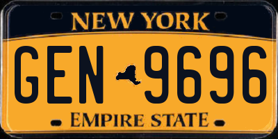 NY license plate GEN9696