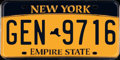 NY license plate GEN9716