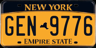 NY license plate GEN9776