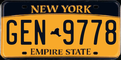 NY license plate GEN9778