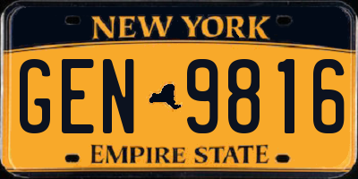 NY license plate GEN9816