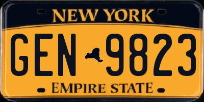 NY license plate GEN9823