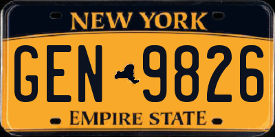 NY license plate GEN9826