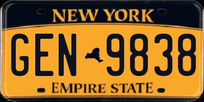 NY license plate GEN9838