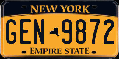 NY license plate GEN9872