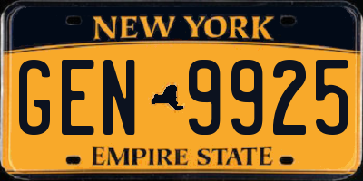 NY license plate GEN9925