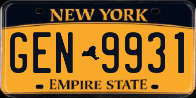 NY license plate GEN9931