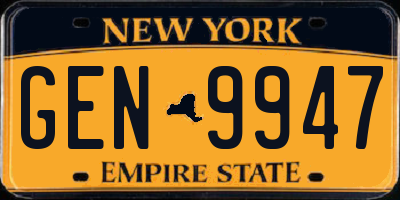 NY license plate GEN9947