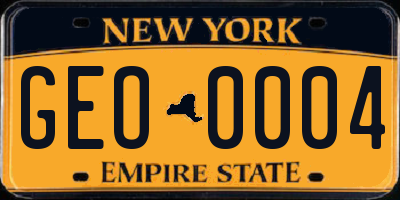 NY license plate GEO0004