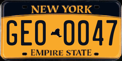 NY license plate GEO0047