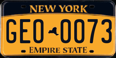 NY license plate GEO0073