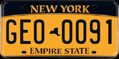 NY license plate GEO0091